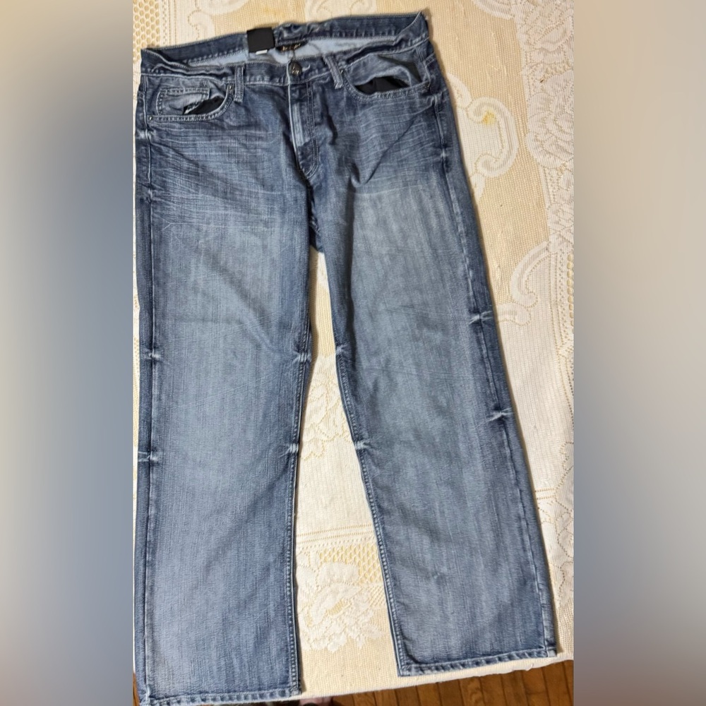 Helix Men's Loose Straight Fit Washed Blue Jeans 36x30